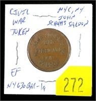 1863 Civil War salon token, NYC