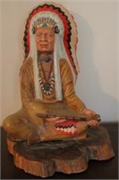 Indian Figure on Wood Base