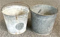 (2) Vintage Galvanized Buckets 11.75” x 10”