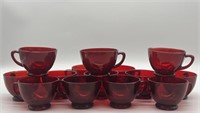 (14) Ruby Red Glass Punch Cups are 3x2in