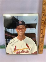 Stan Musial signed picture in plexi frame