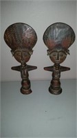 Pair Wood Carved Tribal Sculptures