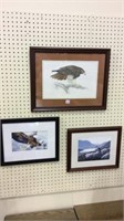 Group of 3 Professinally Framed Eagle Prints