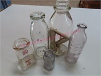 5 Old milk bottles & small bottles