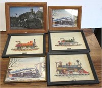 Group of Small Framed Train Pictures