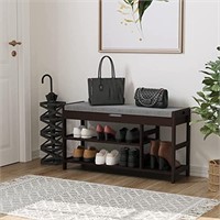 HIFIT Bamboo Shoe Bench Rack with Storage, Entrywa