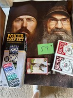 Poker chips NIB, cards and Duck Dynasty Mat