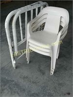 3 Patio Chairs, Metal Headboard & Footboard