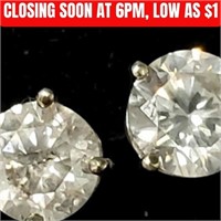 $4740 14K  Natural Diamond 0.8Ct,Si1-Si2-H-I) Earr