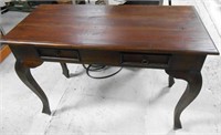 Wooden 2-Drawer Desk w/ Cabriole Style Leg