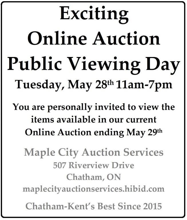 May 26 to May 29 Online Auction
