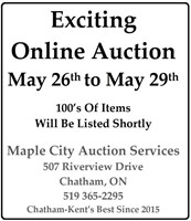 Exciting Auction Starts Sunday, May 26 at 4pm.