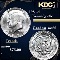 1984-d Kennedy Half Dollar 50c Grades GEM+ Unc