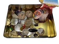 Lot of Foreign Coins,Tokens, & Misc. Items