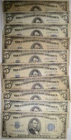 10 - $5.00 SILVER CERTS: 1934 "BIG FIVE"  CIRCS