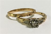 14k Gold & Diamond Vintage Wedding Set