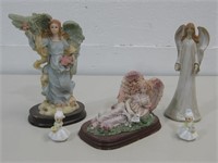 Five Assorted Angel Statues Tallest 8"