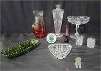Group of assorted crystal  items - vase