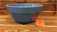 10.75” W x 4.75” T blue sawtooth crock bowl ,few