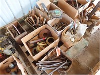 Pallet of Planters, Hammer, Old Wrenches, Misc