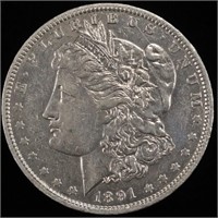 1891-O MORGAN DOLLAR AU