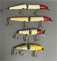 Four Vintage Creek Chub Jointed Pike Lures