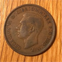 1937 United Kingdom 1 Penny Coin