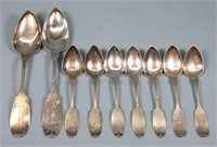 (9) American Coin Silver Spoons, 7 TO