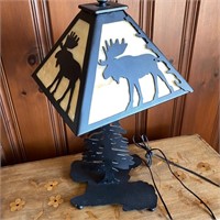 Moose Themed Slag Glass Style Lamp/Night Light