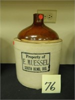 3 Gal. Crock Advertising Jug - E. Muessel