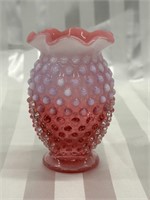 Cranberry Vintage Hobnail Glass 4" Flower Vase