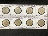 8 Mexican Silver 50 Centavos