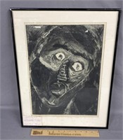 Signed Black & White Intaglio Print