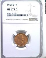 1955-S Cent NGC MS67 RD LISTS $150