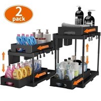 B1198  MONVANE Under Sink Organizer 2 Tier, Black