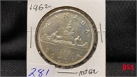 1962 Canadian silver dollar