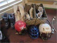 Skates, helmets and boots