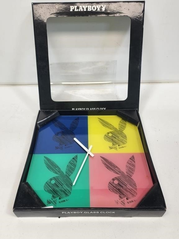 NIB Glass Playboy Clock