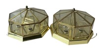 Vintage Brass & Glass Light Fixtures