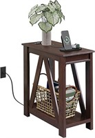 USED - WLIVE Narrow End Table with Charging Statio