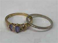 18kt Gold Band & 14kt Gold Ring Missing Stones