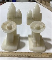2 marble book ends