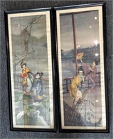 Vintage Pair of Asia-Style Art Panels (appears to