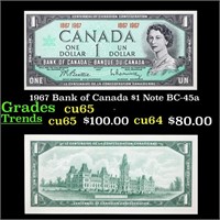 1967 Bank of Canada $1 Note BC-45a Grades Gem CU