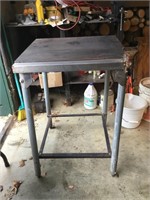 Vintage Handmade Metal Work Table with Vise