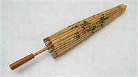 Vintage Oriental Hand Painted Paper/Bamboo Parasol