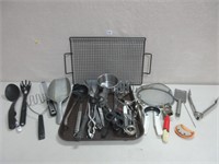 TRAY AND LOTS OF KITCHEN UTENSILS