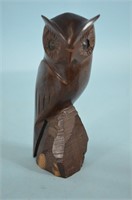 Iron Wood Owl Sculpture