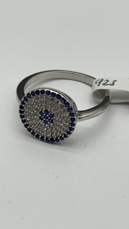 925 silver & sapphire ring size 8