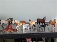 Horse Figurines and Mini western saddle
